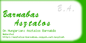 barnabas asztalos business card